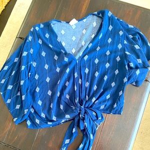 Bohemian v neck  tie blouse